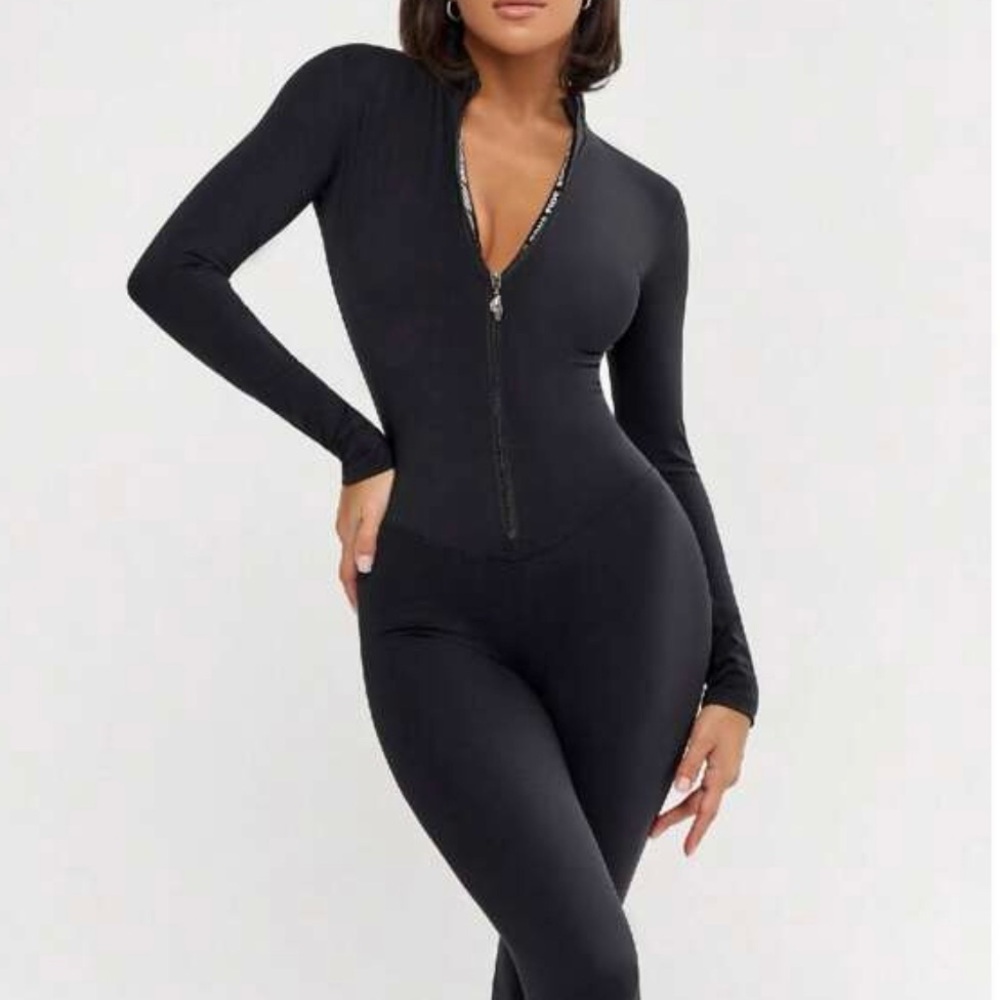 Workout Jumpsuit Gym Romper Long Sleeve Athletic Romper One Piece Slim Fit Yoga